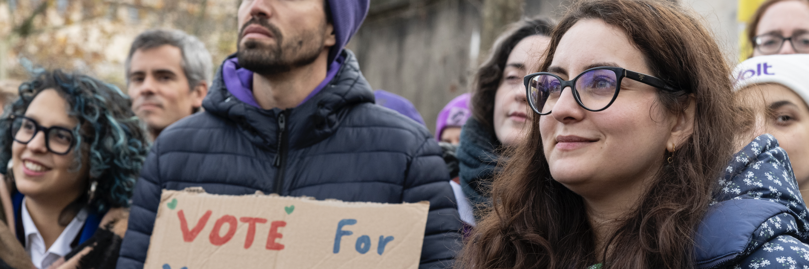 Duarte Costa, Lead Candidate for the European elections in Portugal in 2024, holds a sign with the text