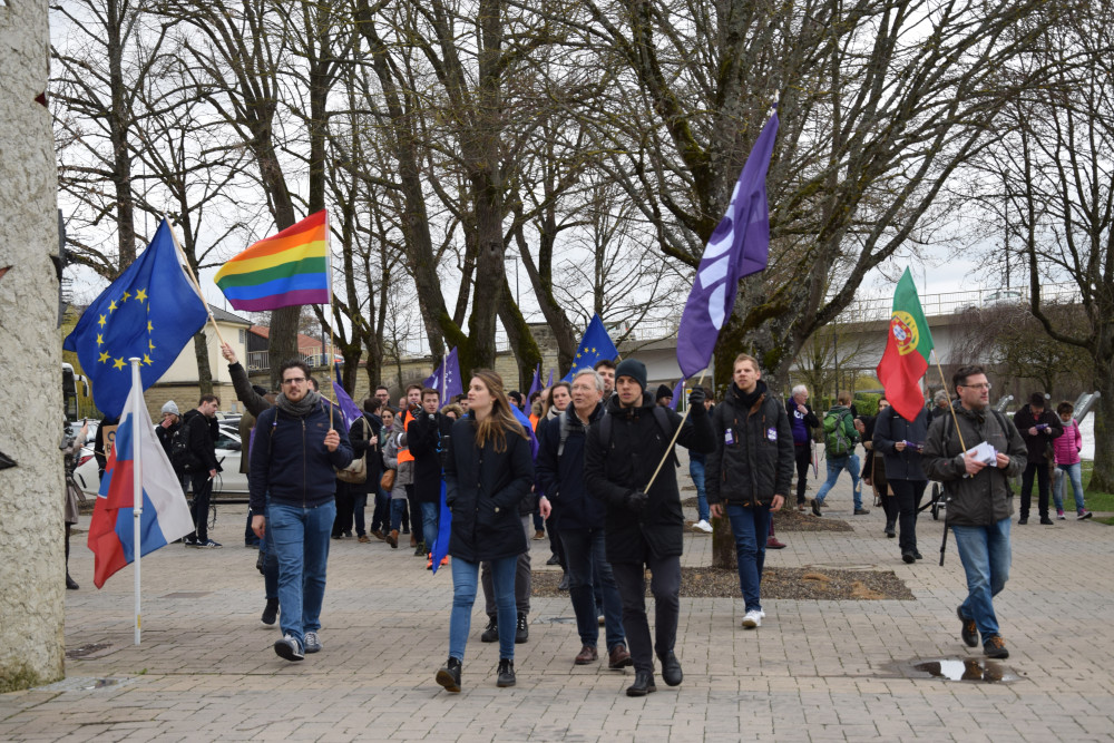 Volt members participate in the first Schengen march in 2019