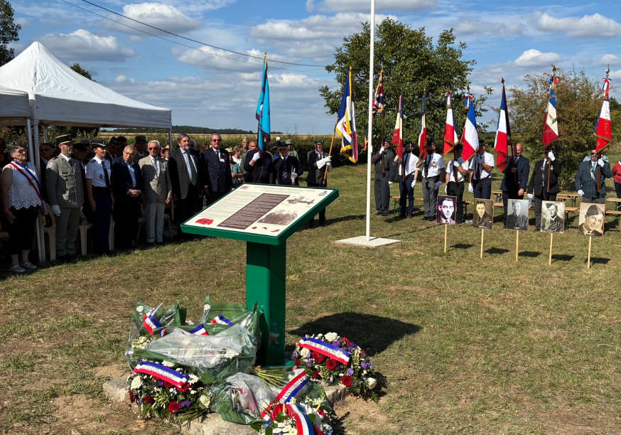 People in Bransles, France, conmemorating fallen British soldiers