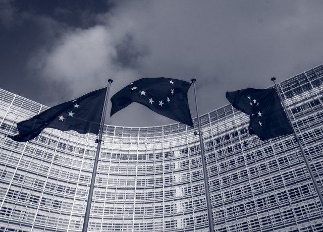 black and white image of the European Commission