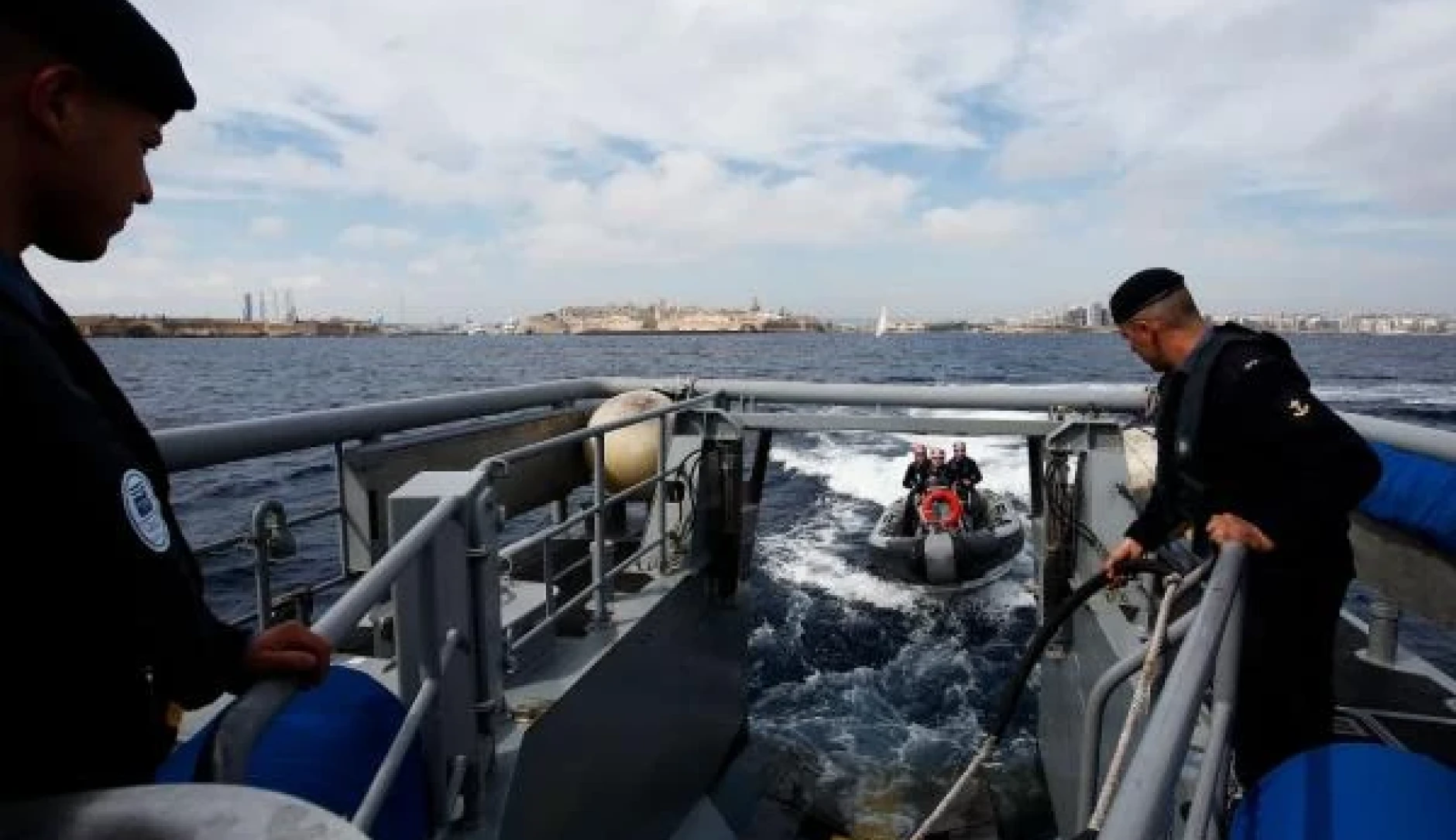 Border guards at sea
