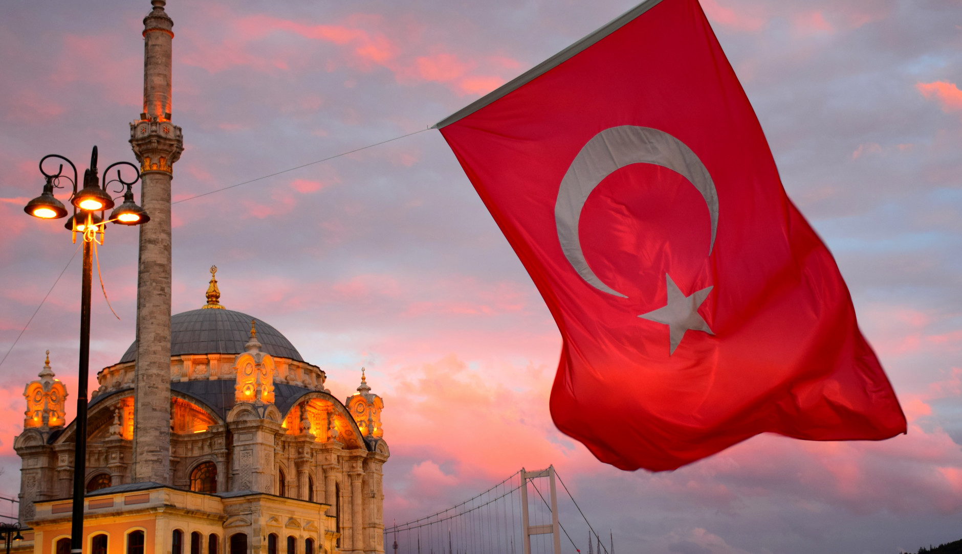 The Turkish flag flying