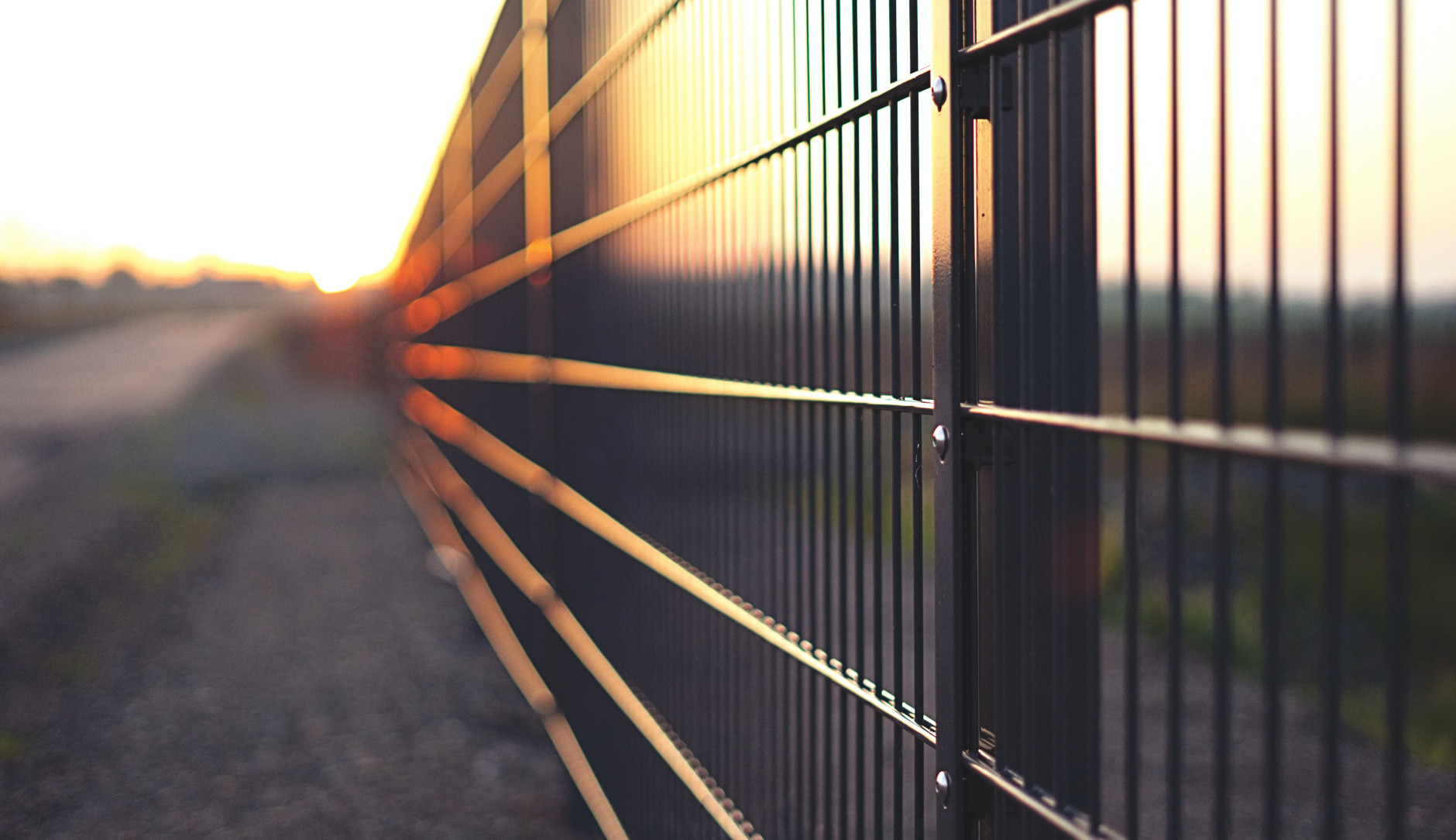 A long metal fence