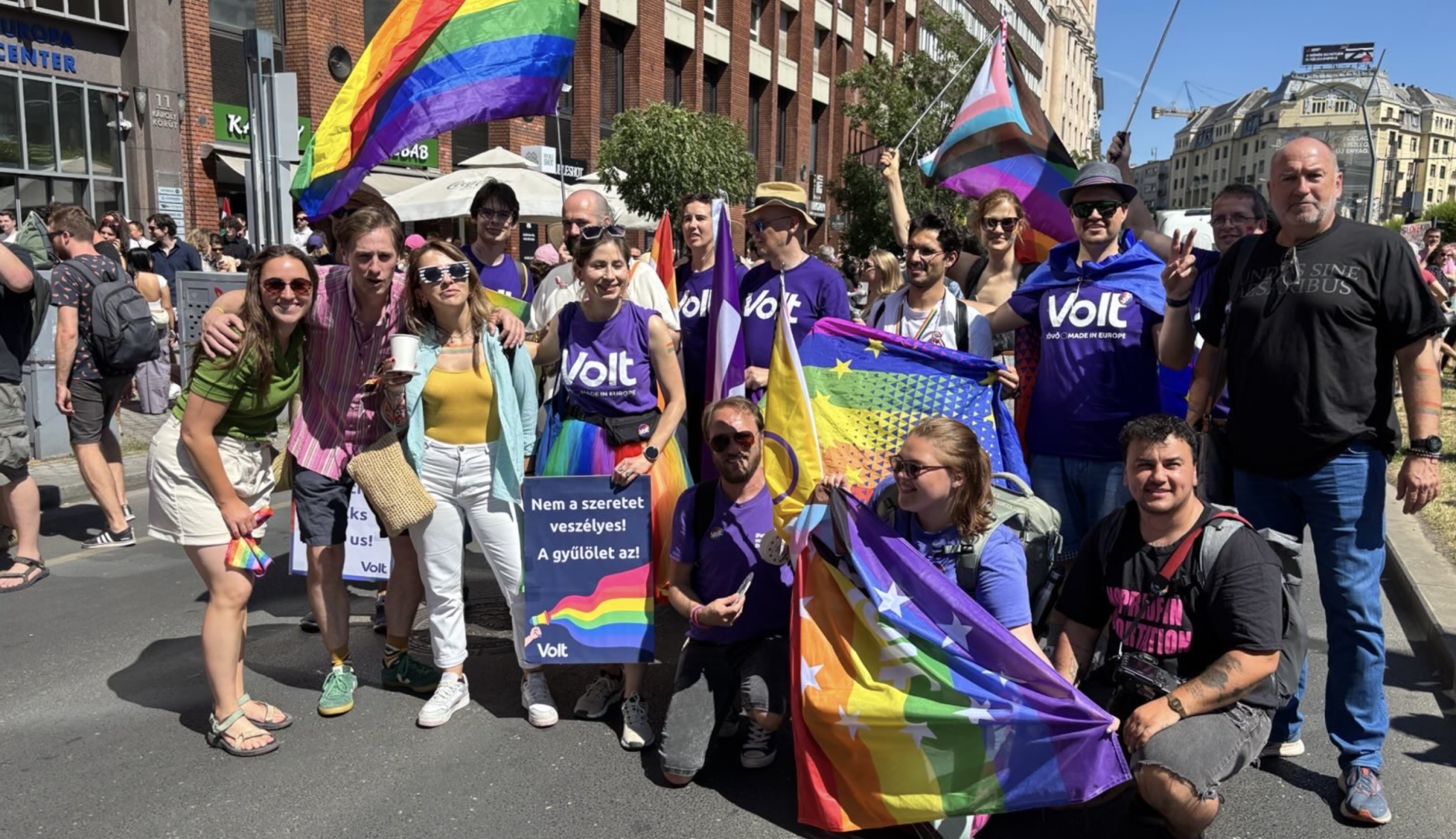 Meta description: Volt’s attendance at Budapest’s ‘banned’ Pride shows that we will not bow to populists who threaten queer rights