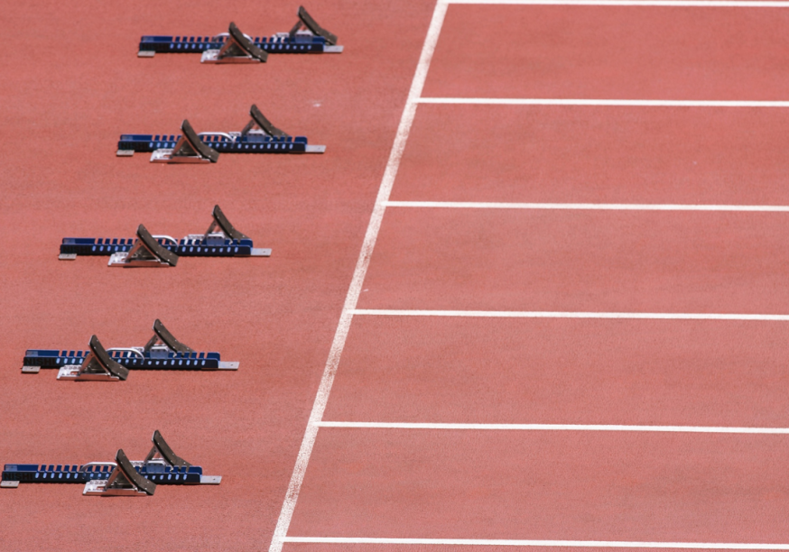 an image of the ground of a running race which is empty